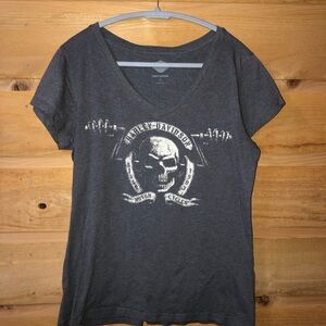Vintage Harley-Davidson ladies low V Neck short sleeve tee Large 50/50 blend